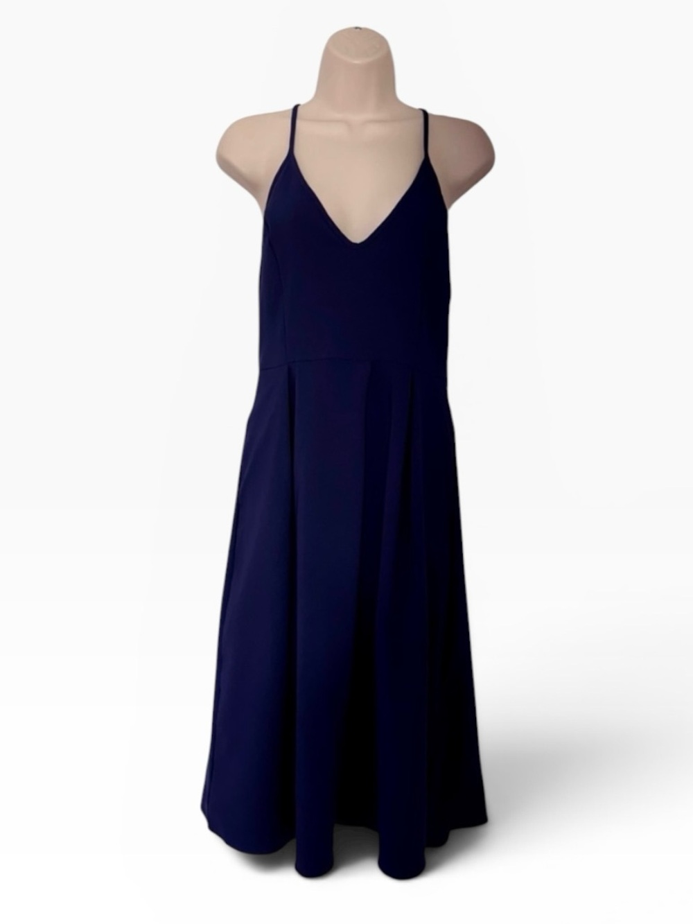 NWT Elia Cher Navy Strappy Back Midi Dress Wedding Guest Size Large - Picture 3 of 7